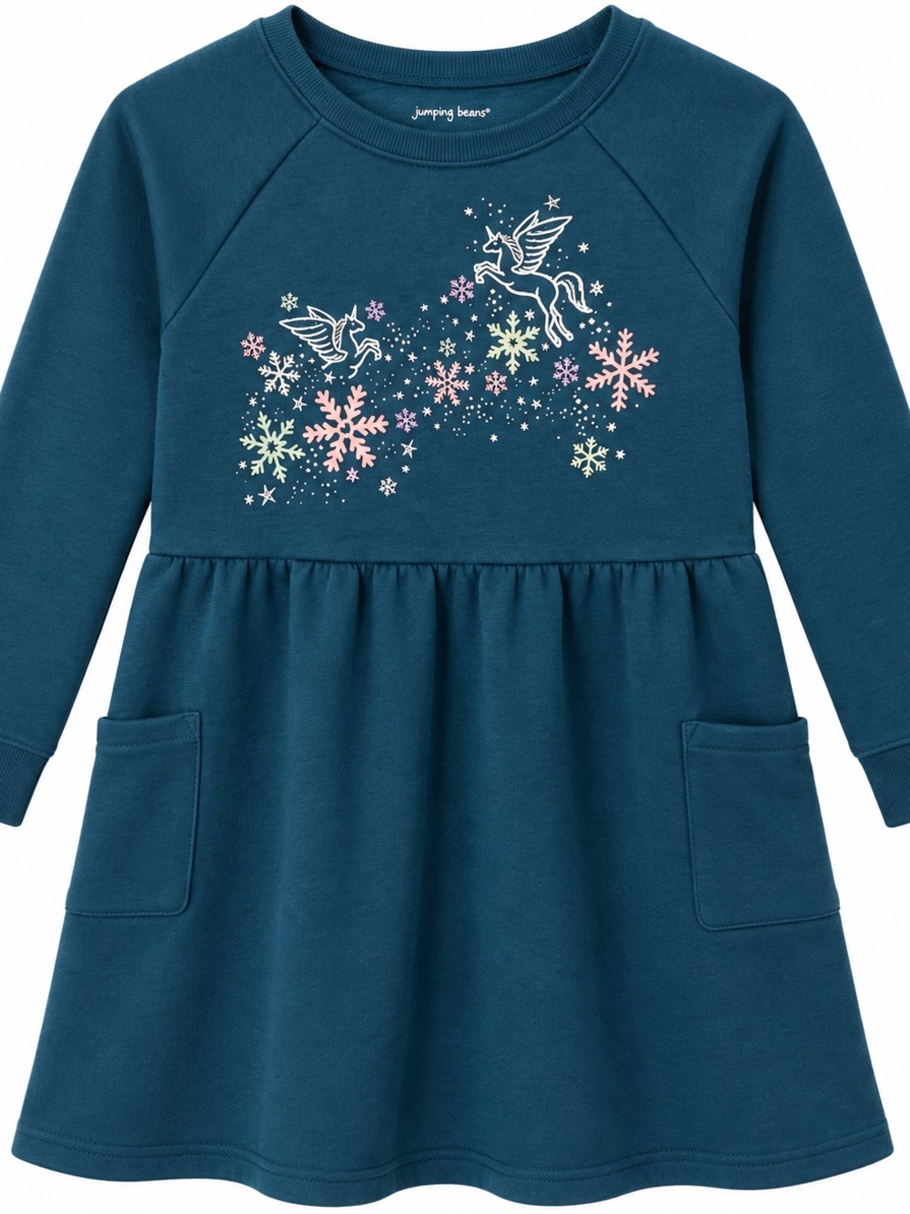 🦄 Girls’ Jumping Beans Unicorn Sweatshirt Dress — Size 7